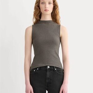 Everlane Mock Neck Tank in Heathered Fatigue (brown)